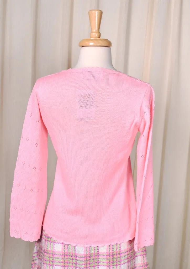 1960s Vintage Pink Bell Sleeve Sweater
