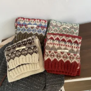 2024 Fair Isle Wool-Blend Knit Scarf – Soft & Thick Winter Warmth