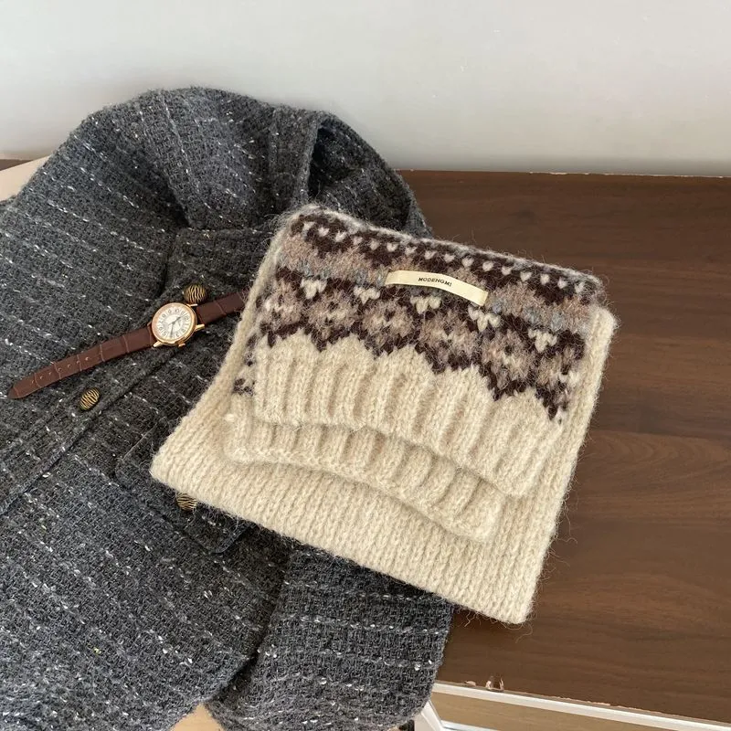 2024 Fair Isle Wool-Blend Knit Scarf – Soft & Thick Winter Warmth