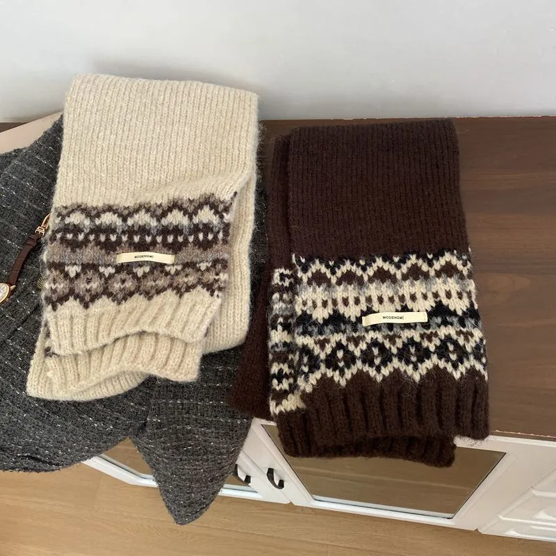 2024 Fair Isle Wool-Blend Knit Scarf – Soft & Thick Winter Warmth