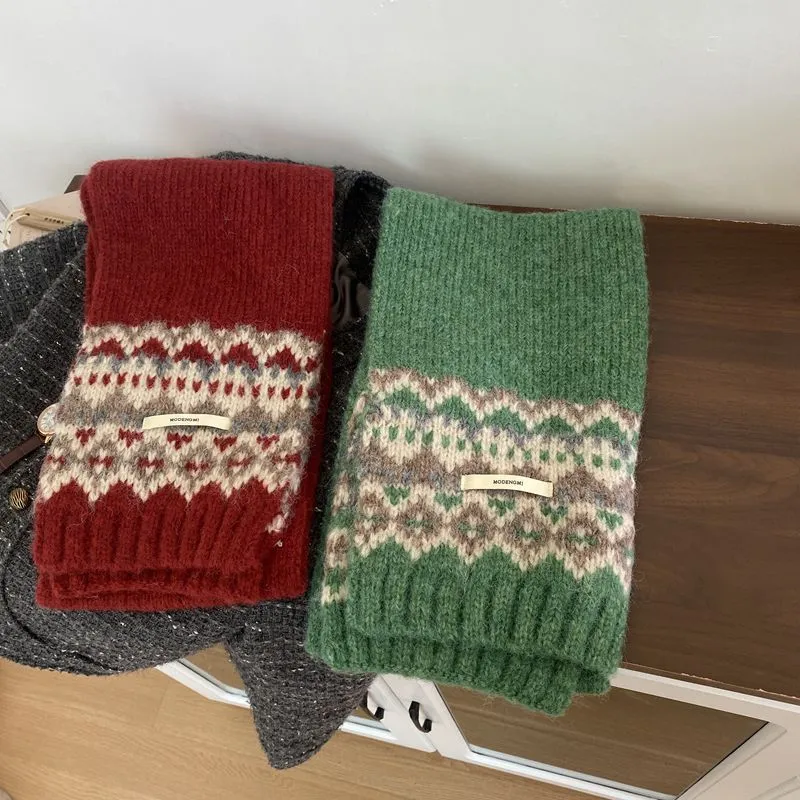 2024 Fair Isle Wool-Blend Knit Scarf – Soft & Thick Winter Warmth