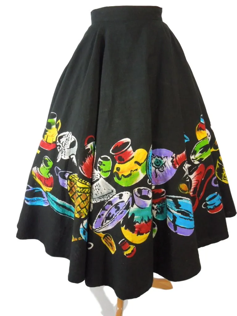 50s Hand-Painted Mexican Circle Skirt