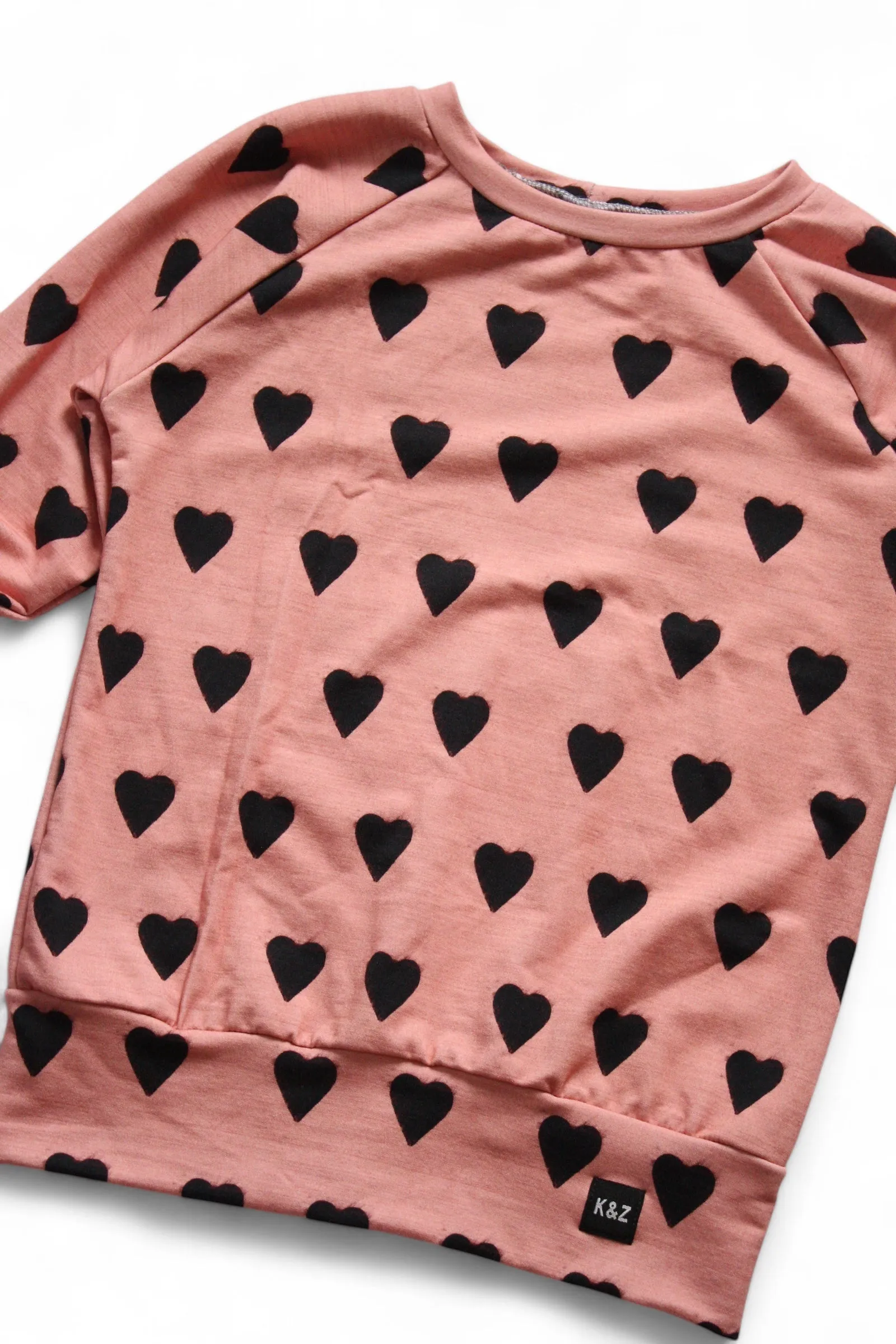 7-10y Black Hearts Slouchy Sweater