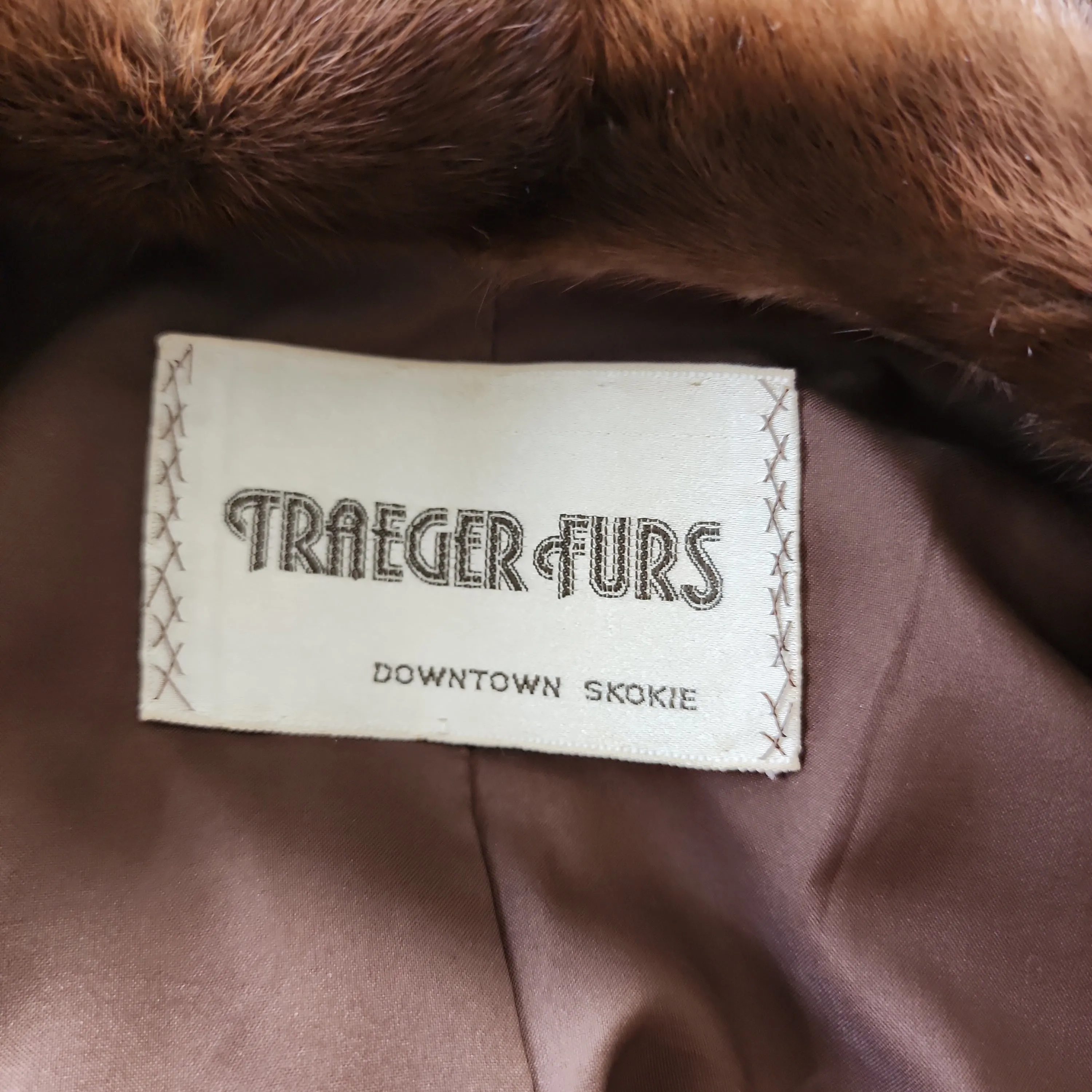 90s Brown Mink Fur Stroller Coat, Hooded & Swing Style / S