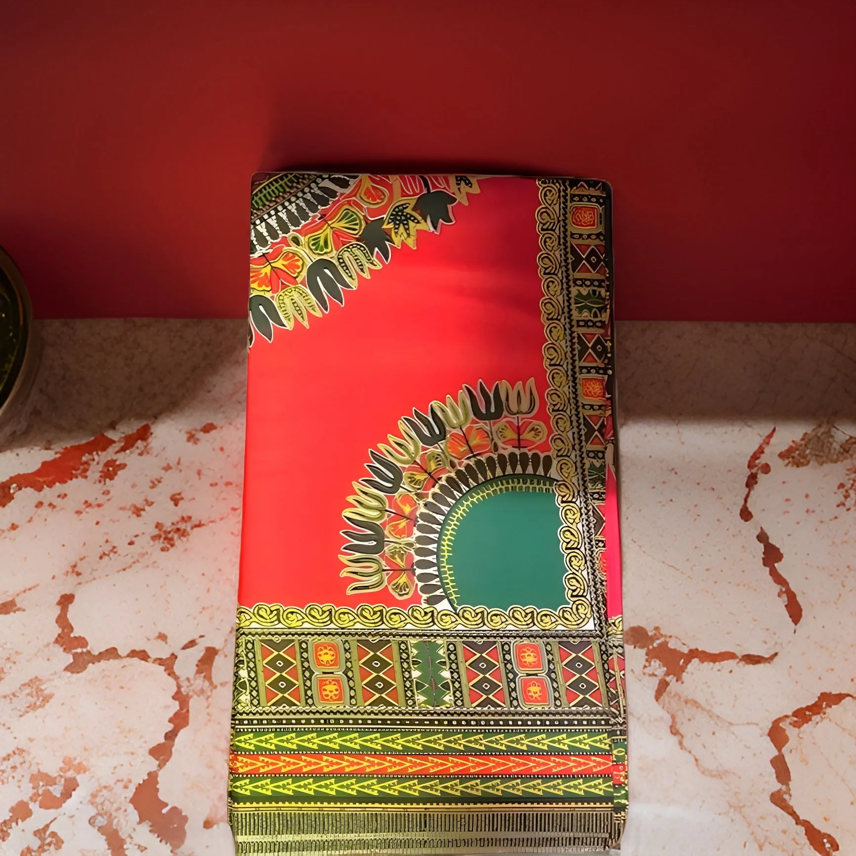 Authentic African Red Dashiki Fabric (12 yards)