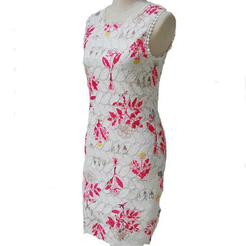 Autumn Dresses Women Black white Sheath Sleeveless Knee-Length Lace Dresses Body Package Hip Sexy Dress