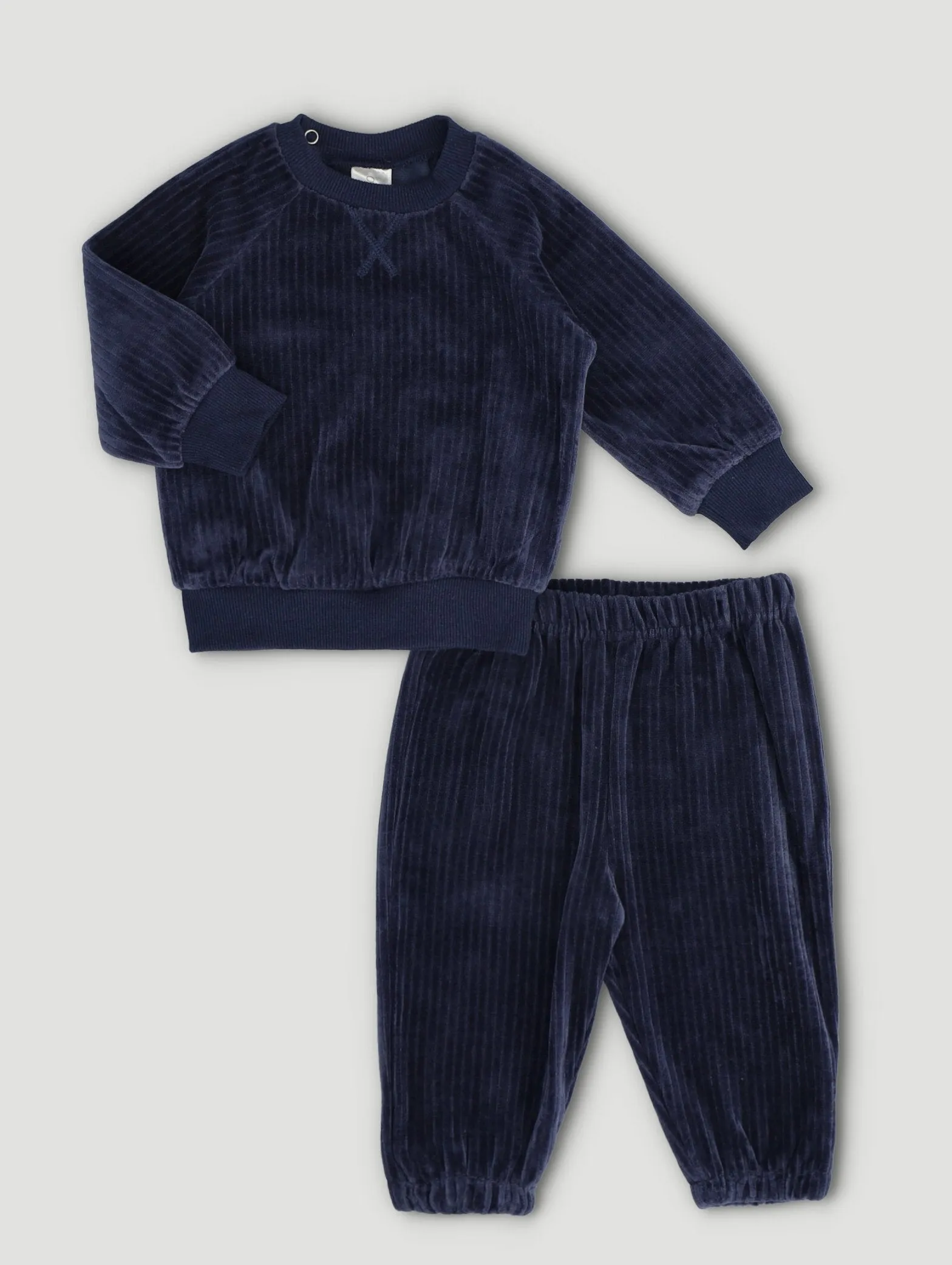 Baby Boys Long Sleeve Cut Velour Slouchy Set - Navy