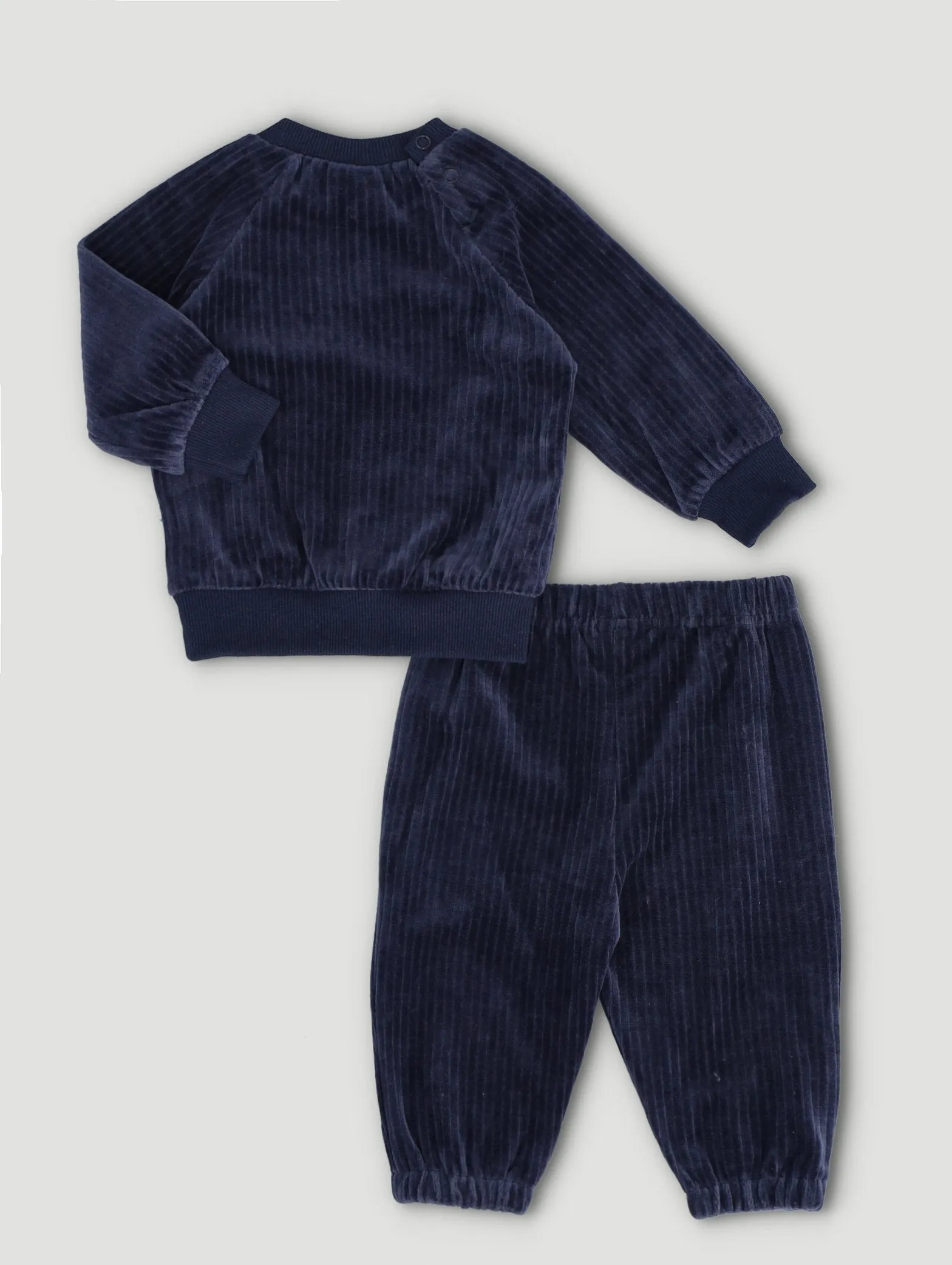 Baby Boys Long Sleeve Cut Velour Slouchy Set - Navy