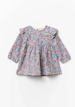 Baby Girl Long Sleeve Tierd Floral  Dress - Mauve