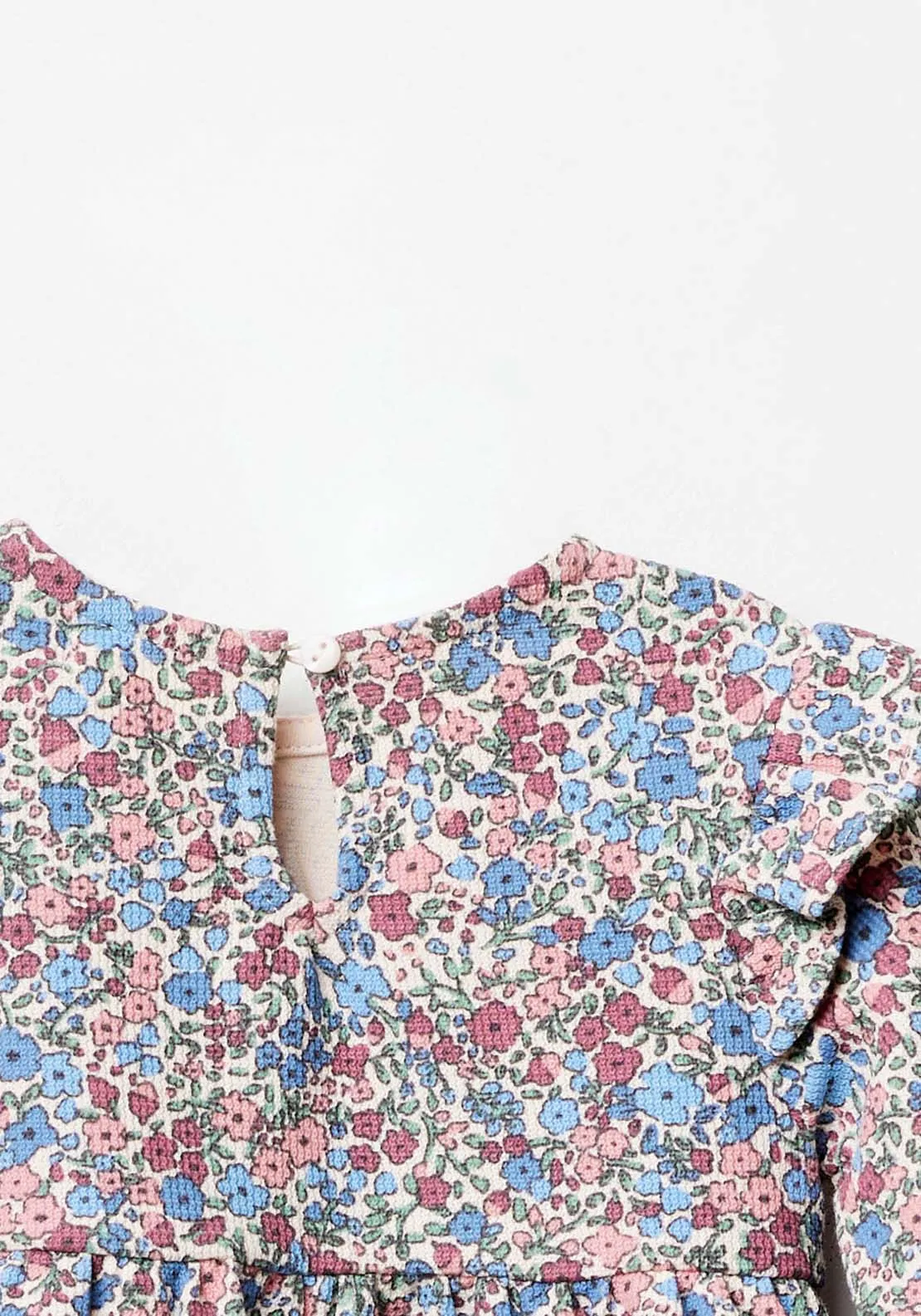 Baby Girl Long Sleeve Tierd Floral  Dress - Mauve