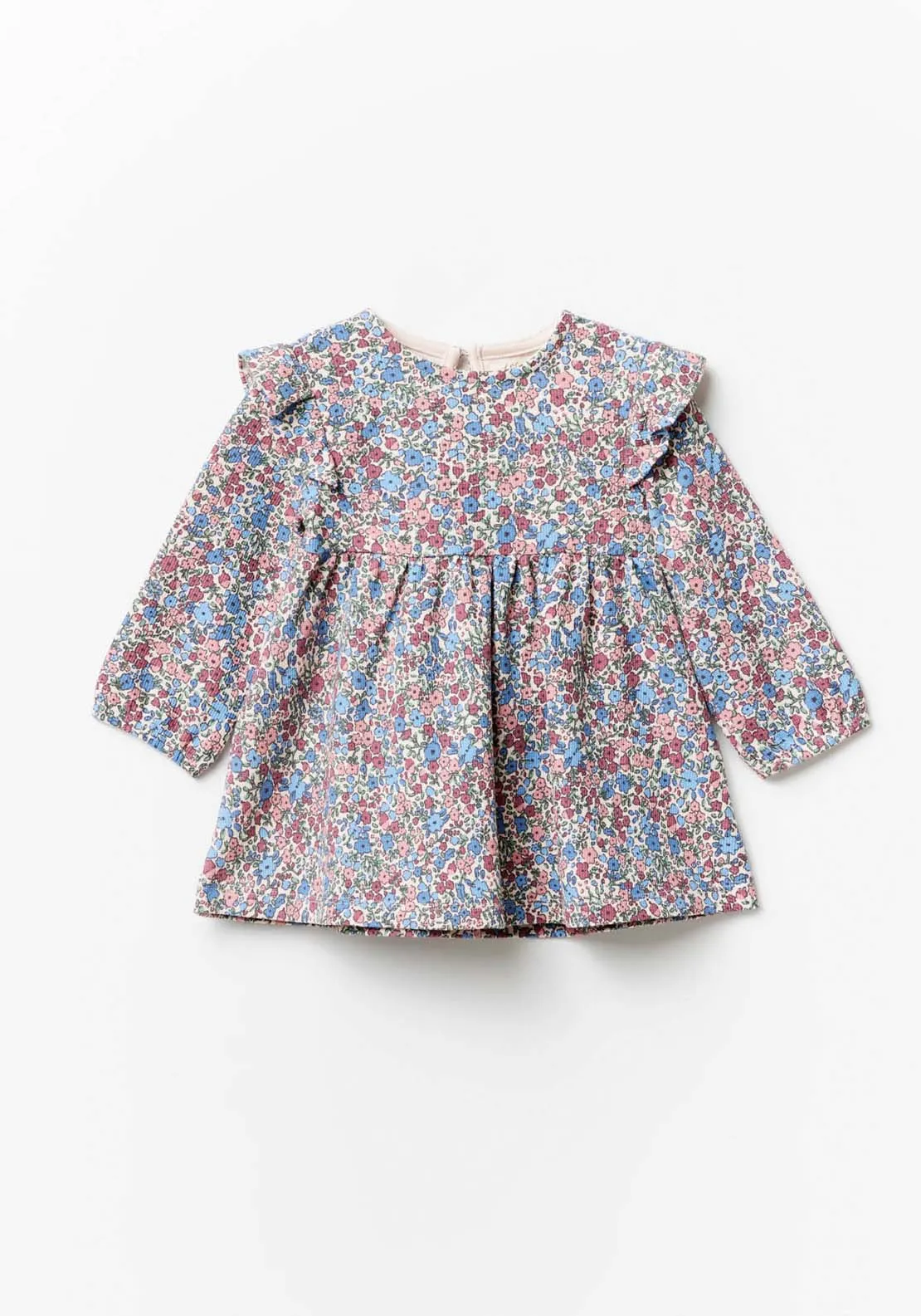 Baby Girl Long Sleeve Tierd Floral  Dress - Mauve