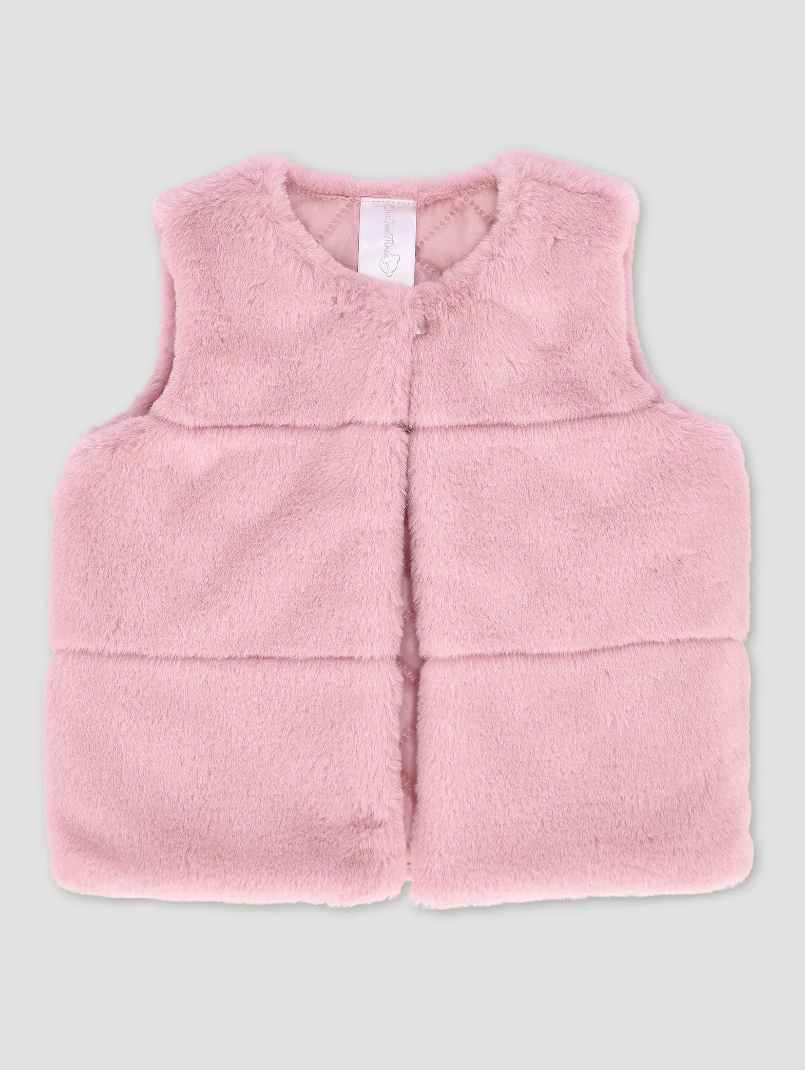 Baby Girls  Faux Fur Embossed Gillet - Dusty Pink