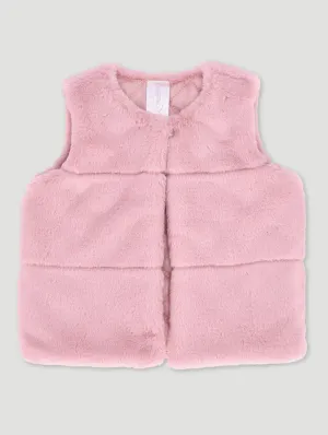 Baby Girls  Faux Fur Embossed Gillet - Dusty Pink