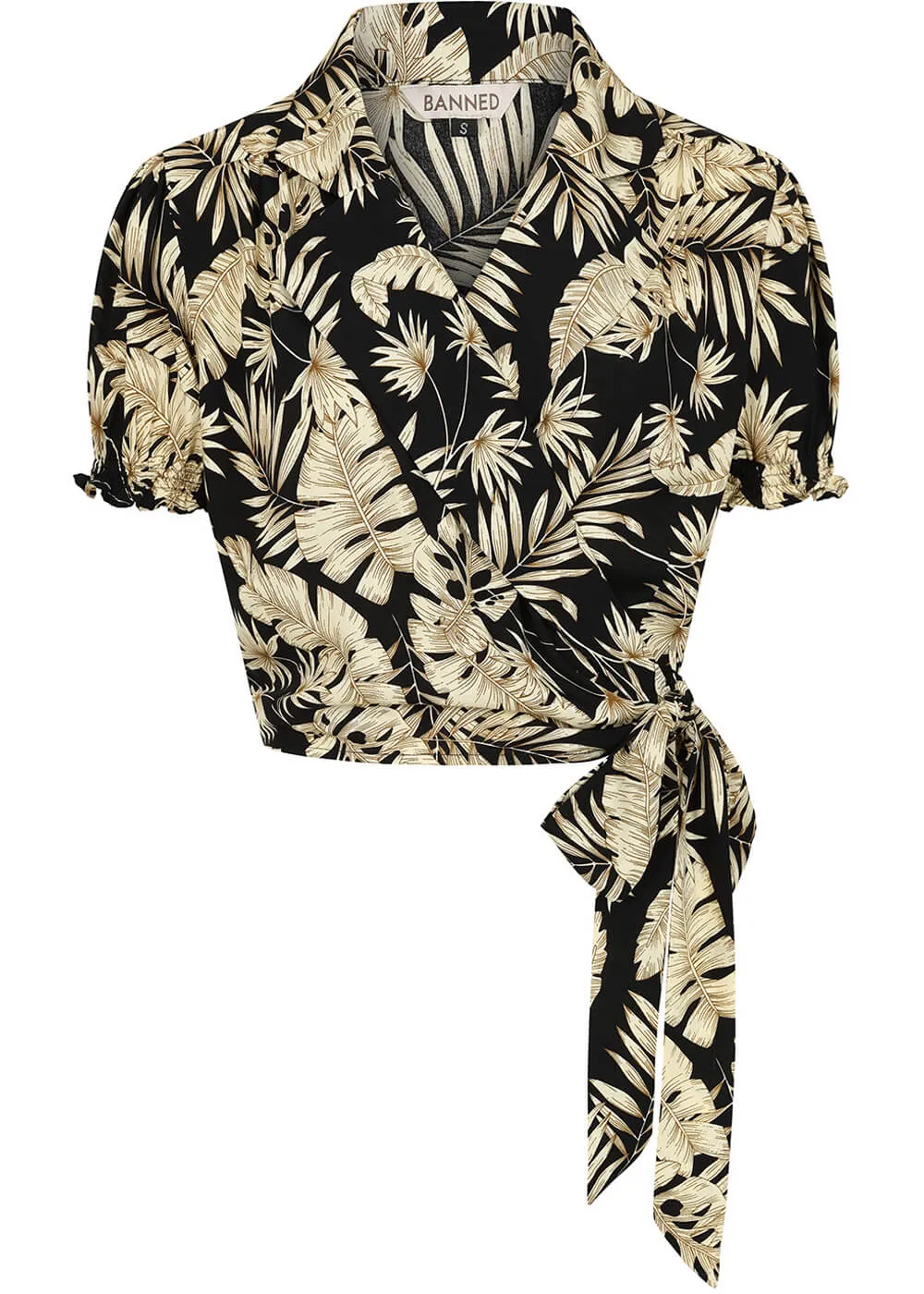 Banned Yvette Tiki Wrap 40's Blouse Zwart