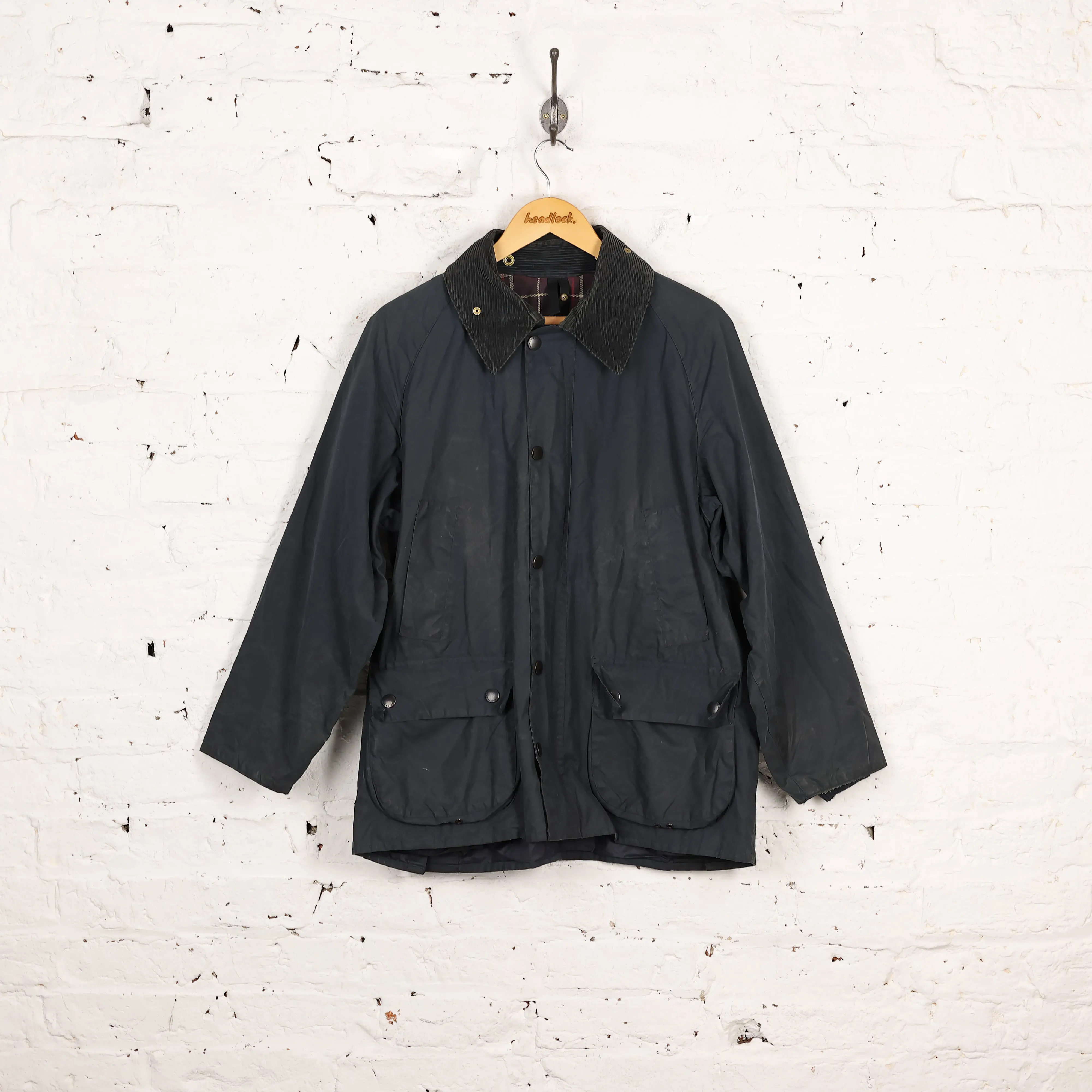 Barbour Bedale Wax Jacket Coat - Blue - M