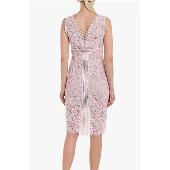 Bardot NWT Blush Pink Morgan Front Slit Lace Sleeveless Cocktail Sheath Dress