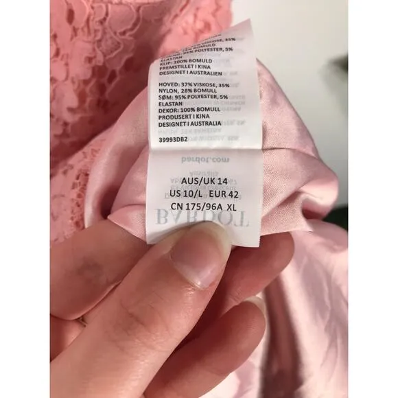 Bardot NWT Blush Pink Morgan Front Slit Lace Sleeveless Cocktail Sheath Dress
