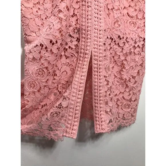 Bardot NWT Blush Pink Morgan Front Slit Lace Sleeveless Cocktail Sheath Dress
