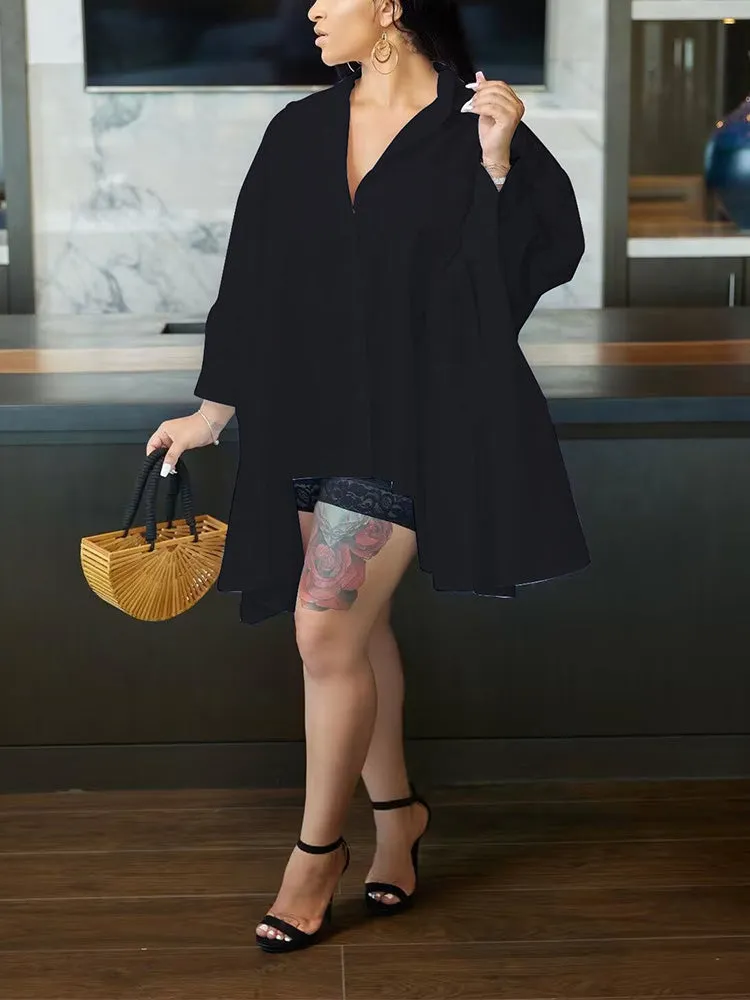 Batwing Sleeve Irregular Shirt