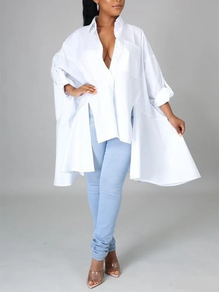 Batwing Sleeve Irregular Shirt