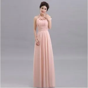 Beauty Long Chiffon Blush Pink Bridesmaid Dresses