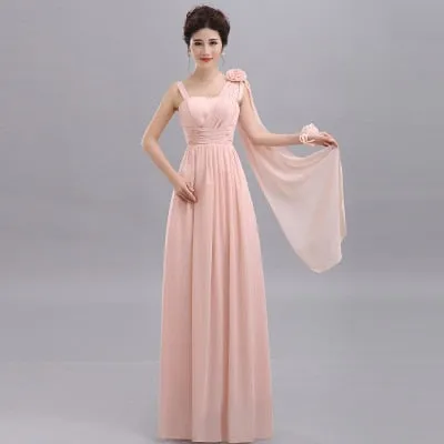 Beauty Long Chiffon Blush Pink Bridesmaid Dresses