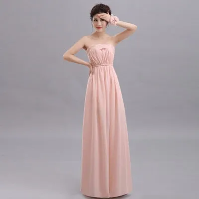 Beauty Long Chiffon Blush Pink Bridesmaid Dresses