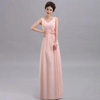 Beauty Long Chiffon Blush Pink Bridesmaid Dresses