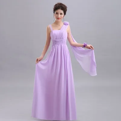 Beauty Long Chiffon Blush Pink Bridesmaid Dresses