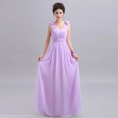Beauty Long Chiffon Blush Pink Bridesmaid Dresses