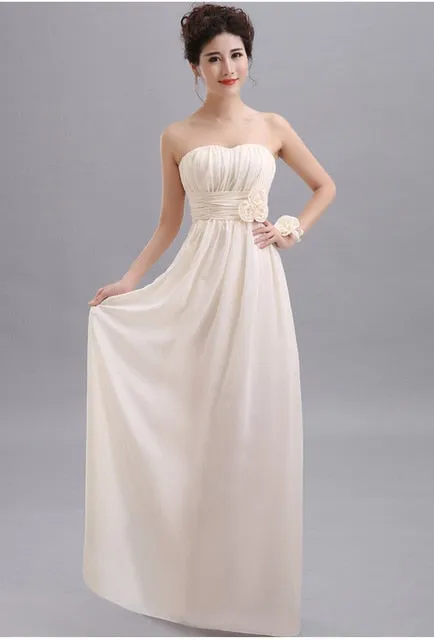 Beauty Long Chiffon Blush Pink Bridesmaid Dresses