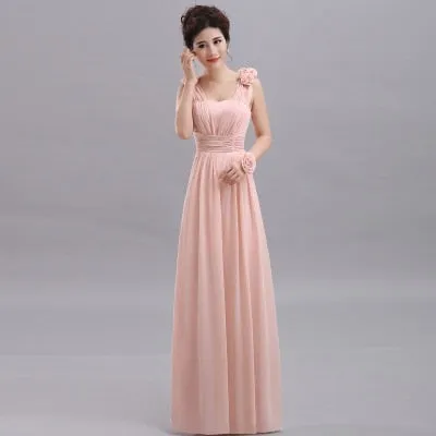 Beauty Long Chiffon Blush Pink Bridesmaid Dresses