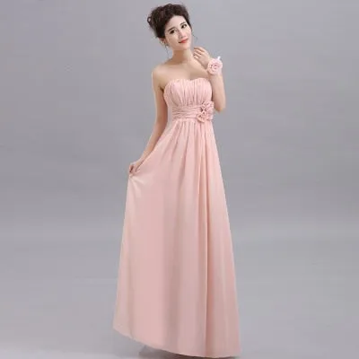 Beauty Long Chiffon Blush Pink Bridesmaid Dresses