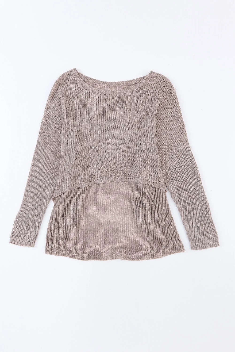 BerryBetty - Gray Slouchy Dolman Sleeve High Low Sweater