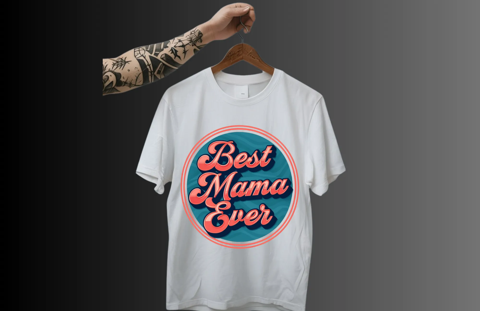 Best Mom round design T-Shirt