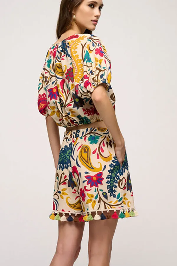BILINGUE YELLOW PAISLEY CROP TOP