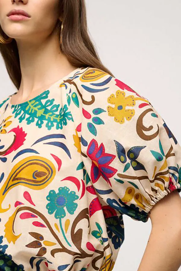BILINGUE YELLOW PAISLEY CROP TOP