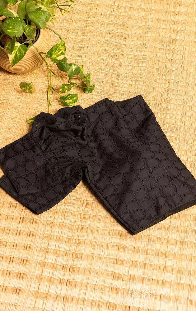Black hakoba cotton readymade blouse