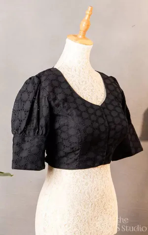 Black hakoba cotton readymade blouse