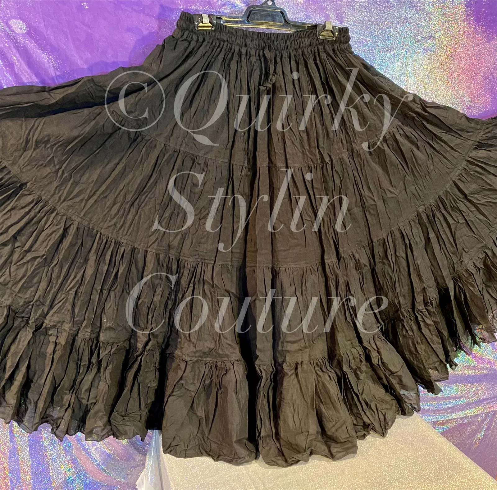 Black Renaissance steampunk gothic cotton boho Maxi Long Skirt -Size 10-22 - Plus size