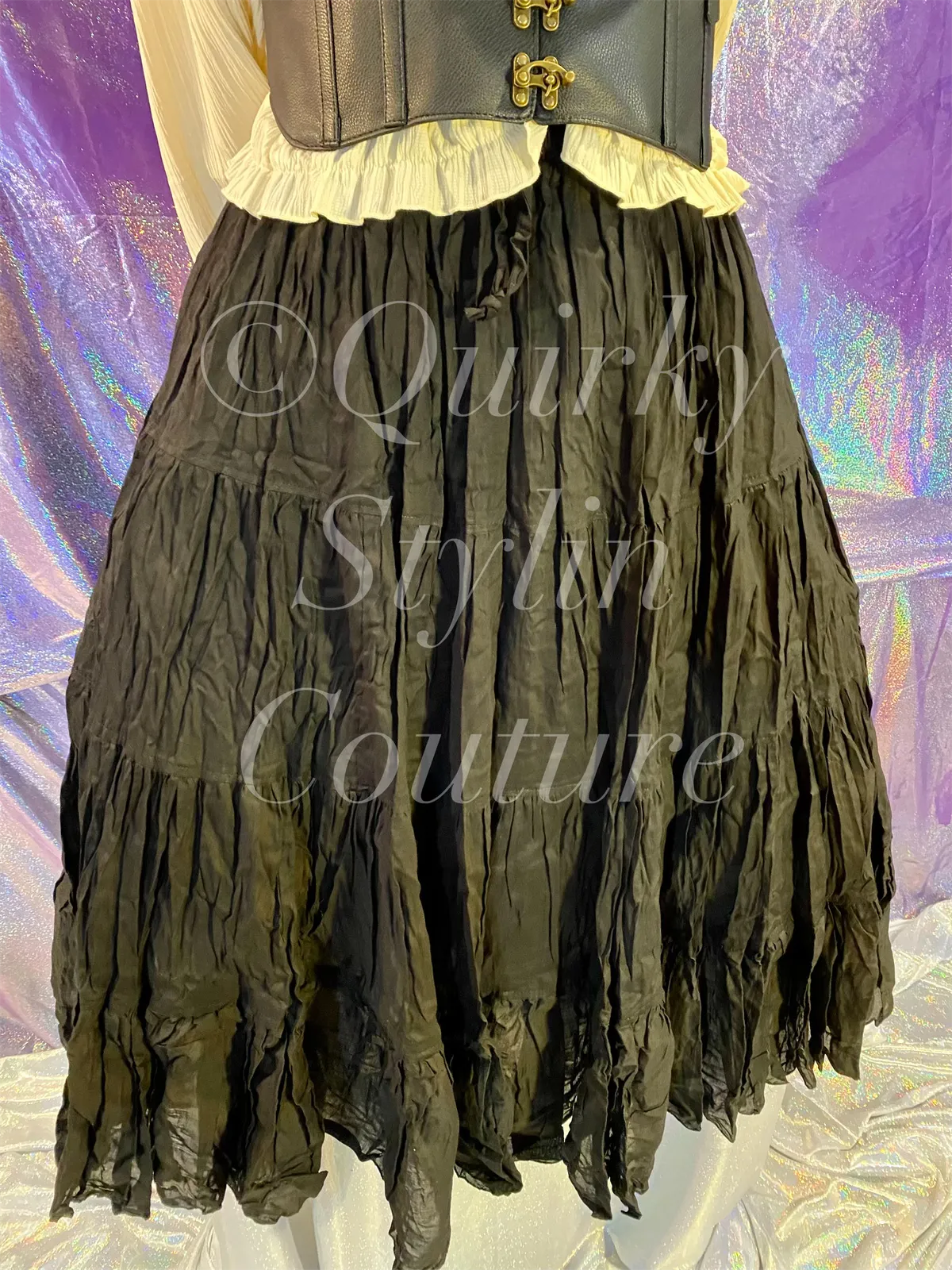 Black Renaissance steampunk gothic cotton boho Maxi Long Skirt -Size 10-22 - Plus size