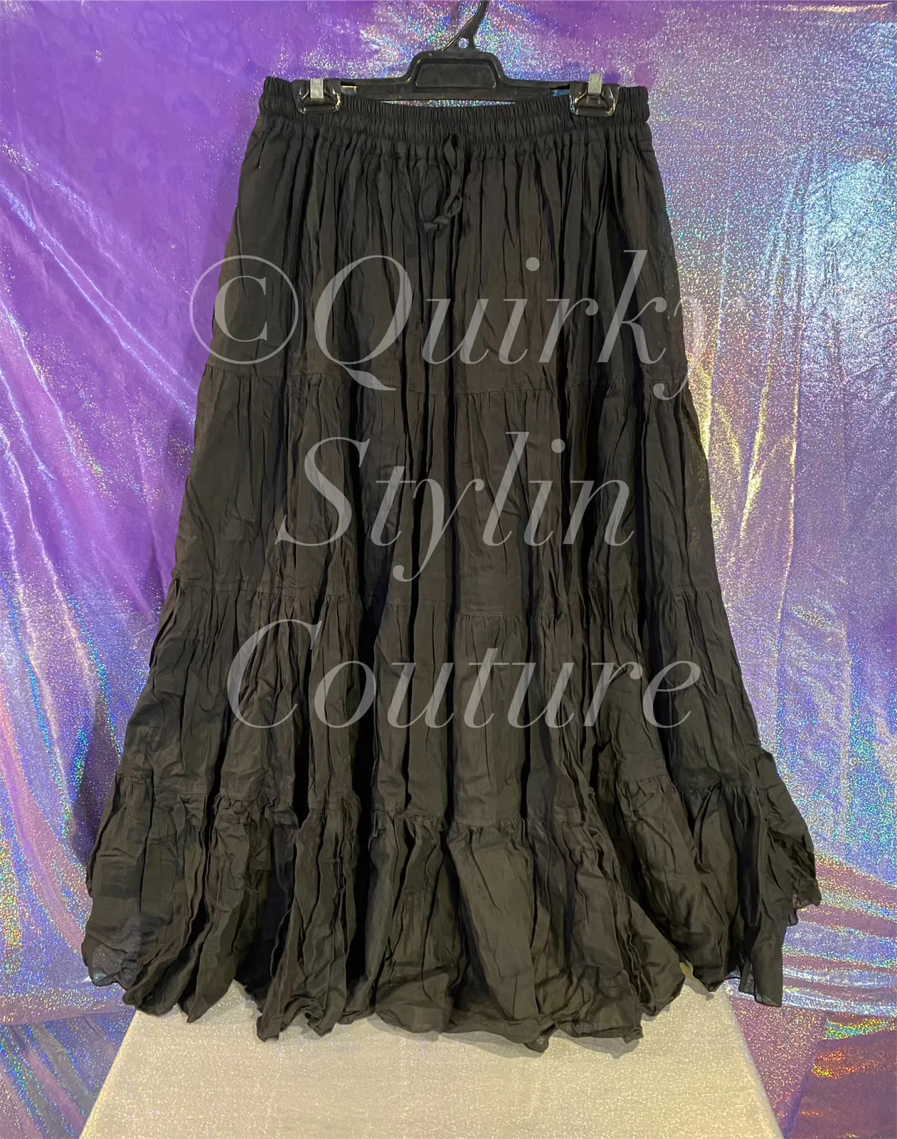 Black Renaissance steampunk gothic cotton boho Maxi Long Skirt -Size 10-22 - Plus size
