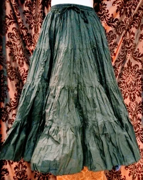 Black Renaissance steampunk gothic cotton boho Maxi Long Skirt -Size 10-22 - Plus size