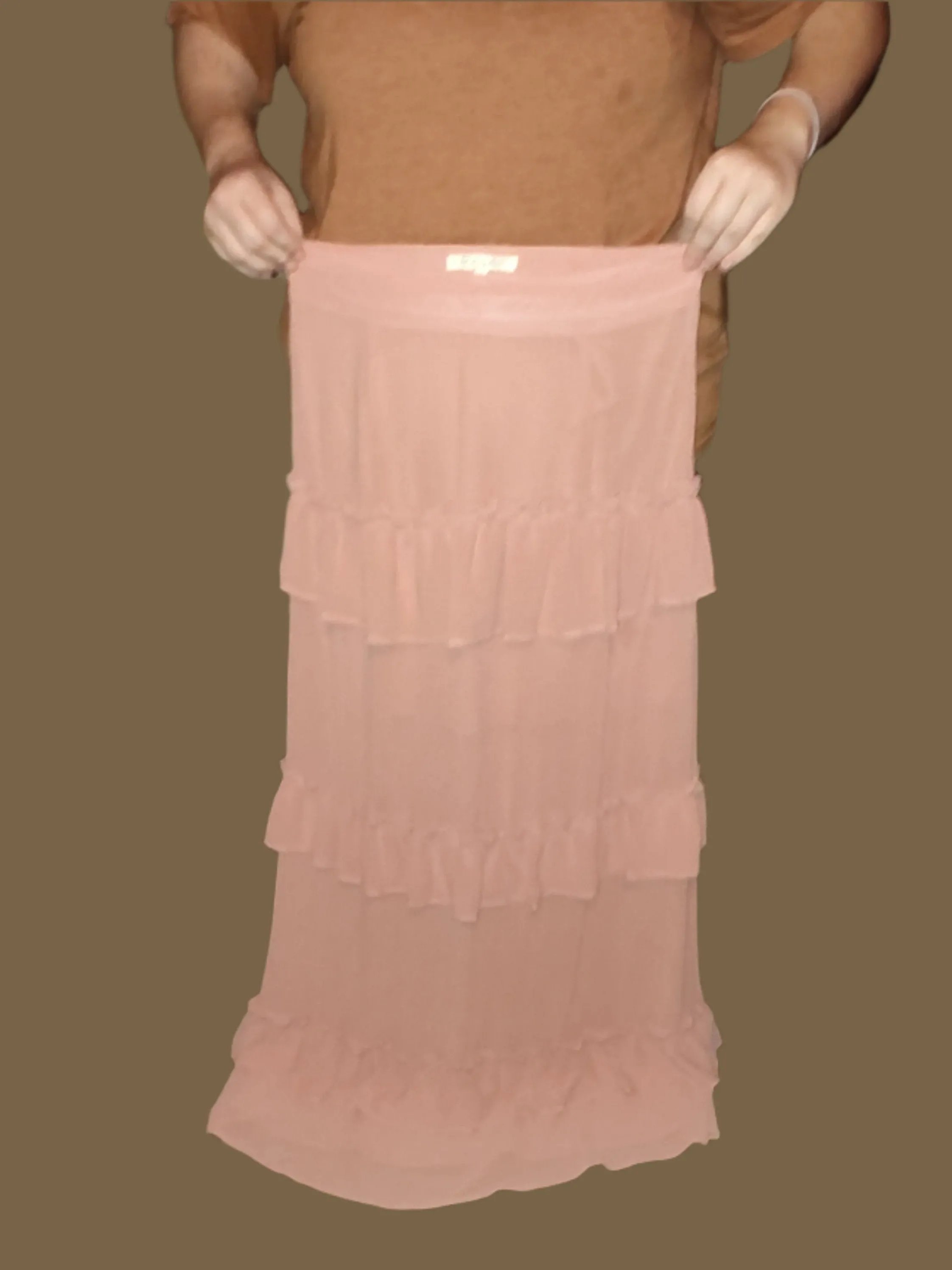 Blush Tiered Maxi Skirt - size L