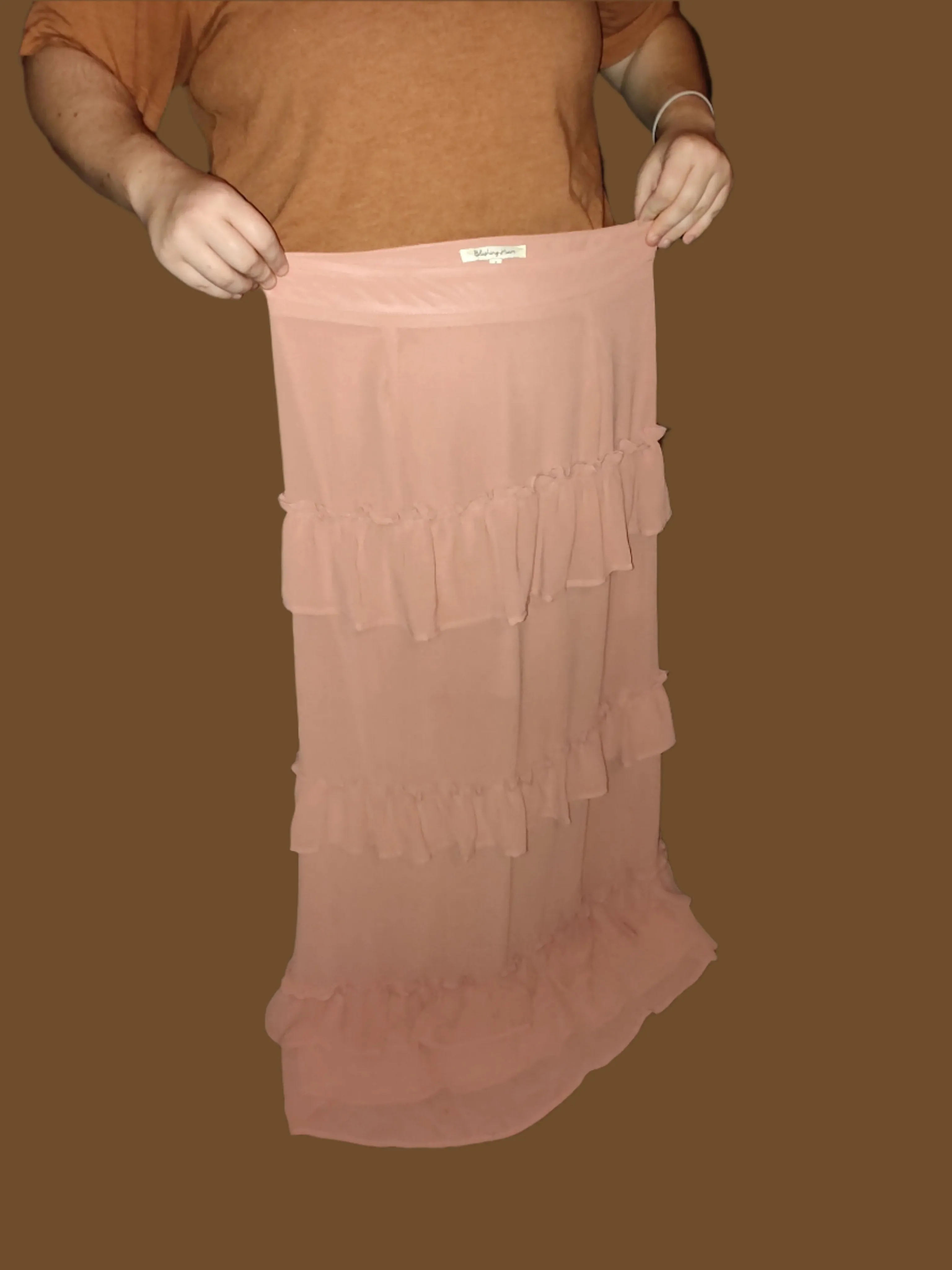 Blush Tiered Maxi Skirt - size L