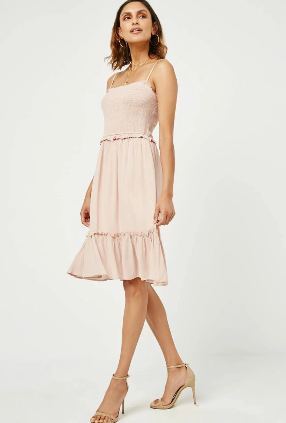 Blushing Vibes Smocked Dress With Pockets!