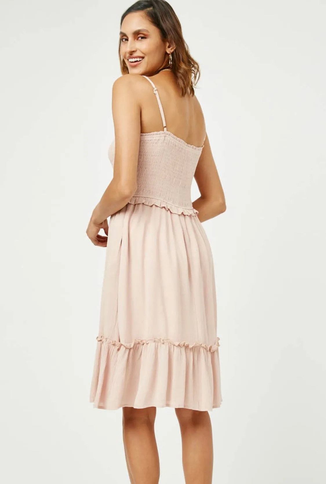 Blushing Vibes Smocked Dress With Pockets!