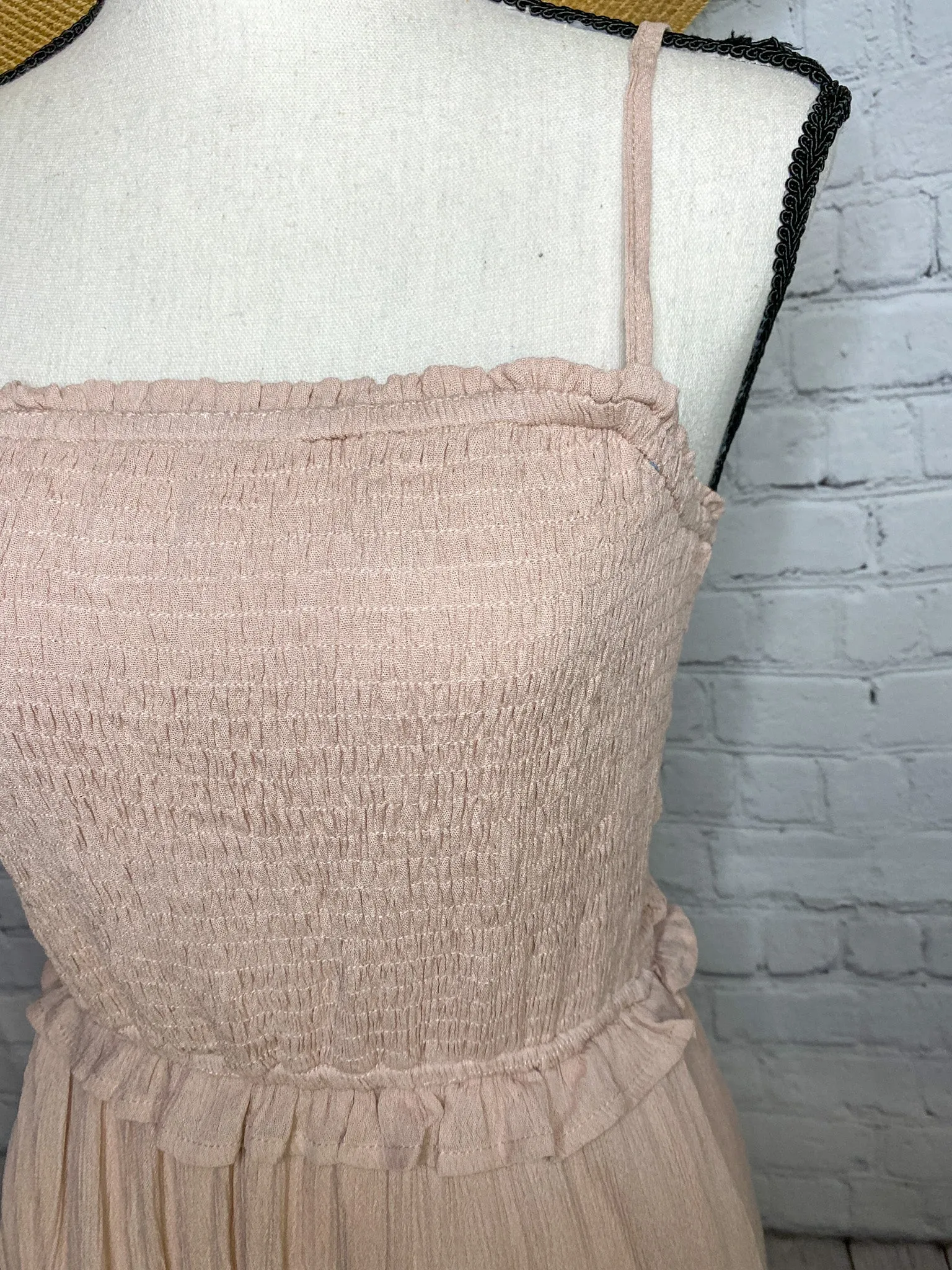 Blushing Vibes Smocked Dress With Pockets!
