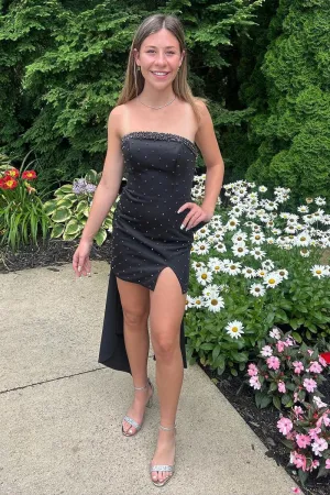 Bodycon Strapless Beaded Short Homecoming Dresses with Bow