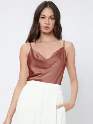 Brown Cowl Neck Top